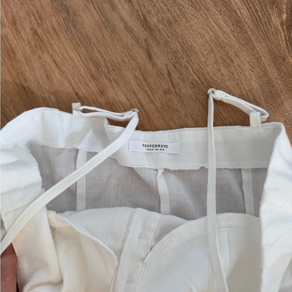 White Ruched Button-Front Spaghetti Strap Top - Picture 3 of 3